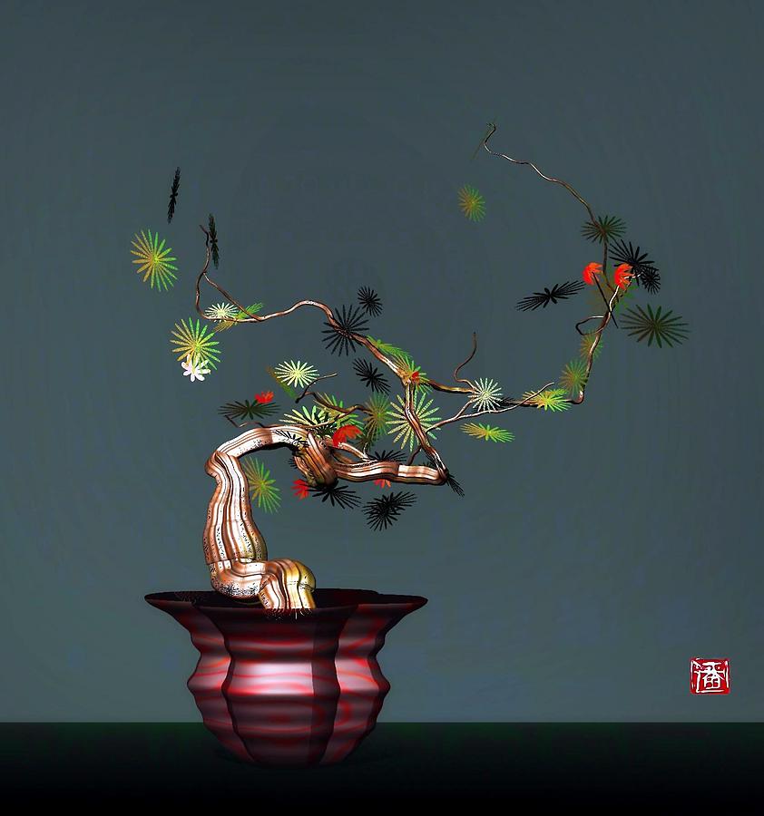 Floral Digital Art - Geometric Floral1 by GuoJun Pan