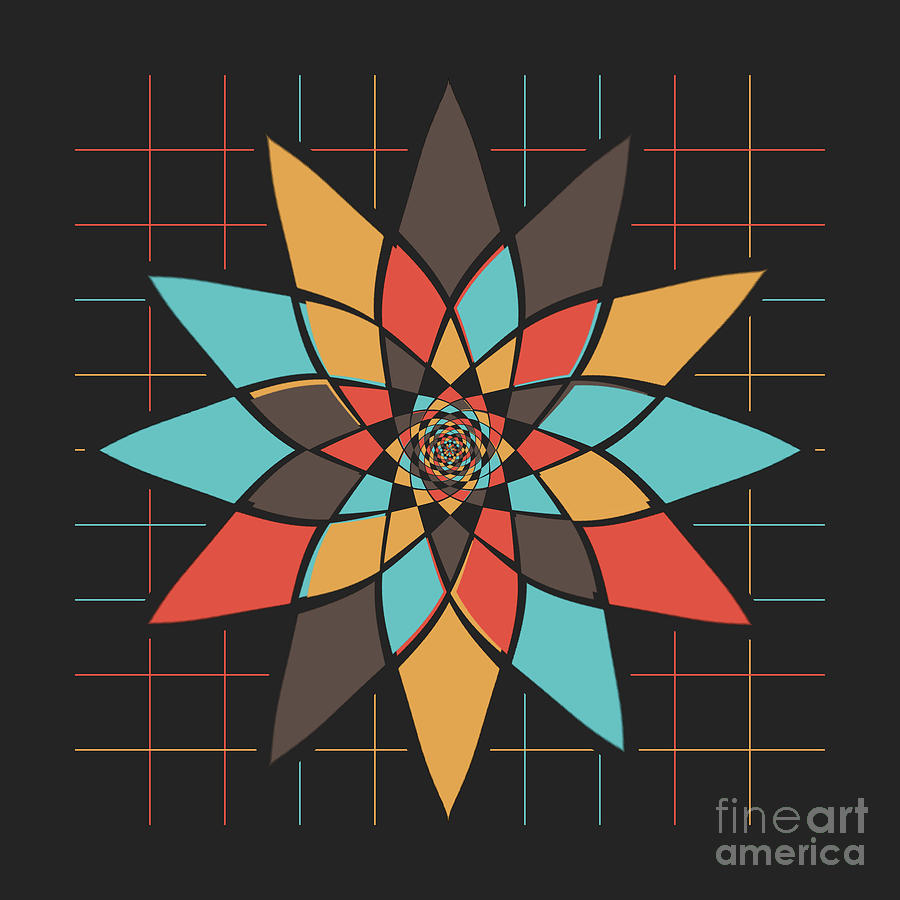 Abstract Digital Art - Geometric flower by Gaspar Avila