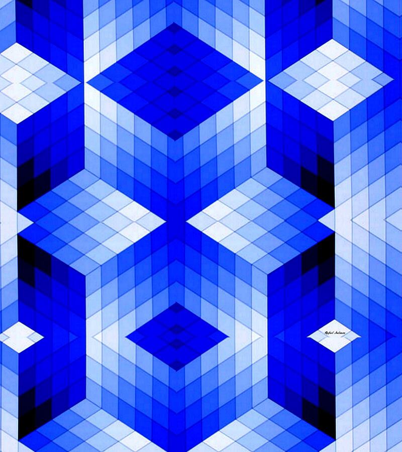 Geometric in Blue Digital Art by Rafael Salazar