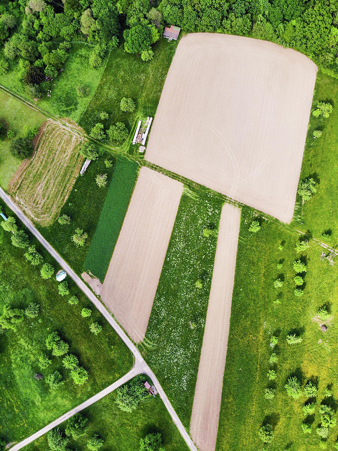 Geometric Landscape 03 fields and meadows from above Photograph by Matthias Hauser