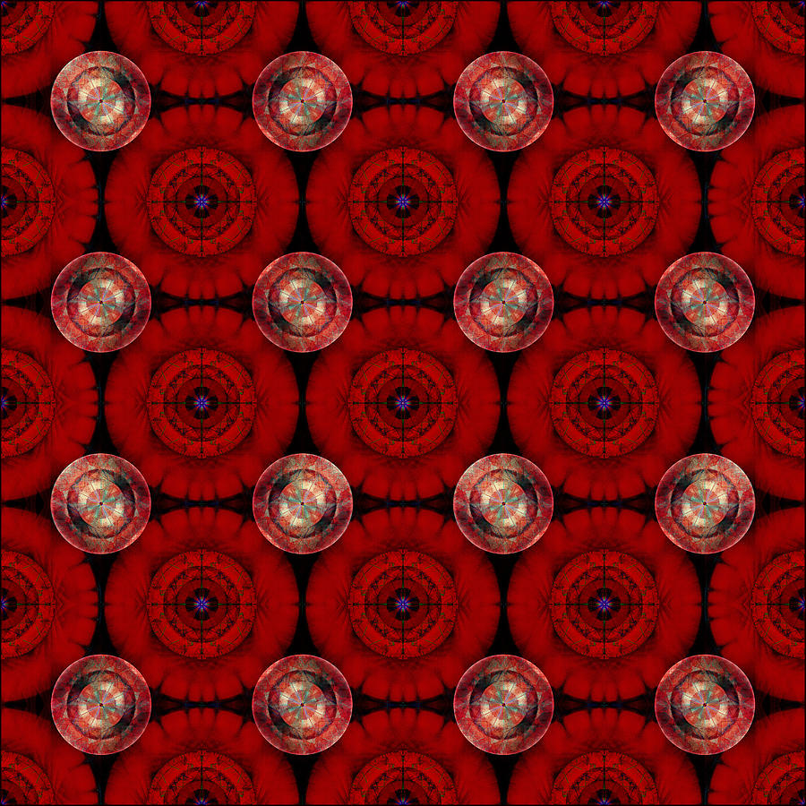 Geometric Red Flowers Digital Art by Gillian Owen