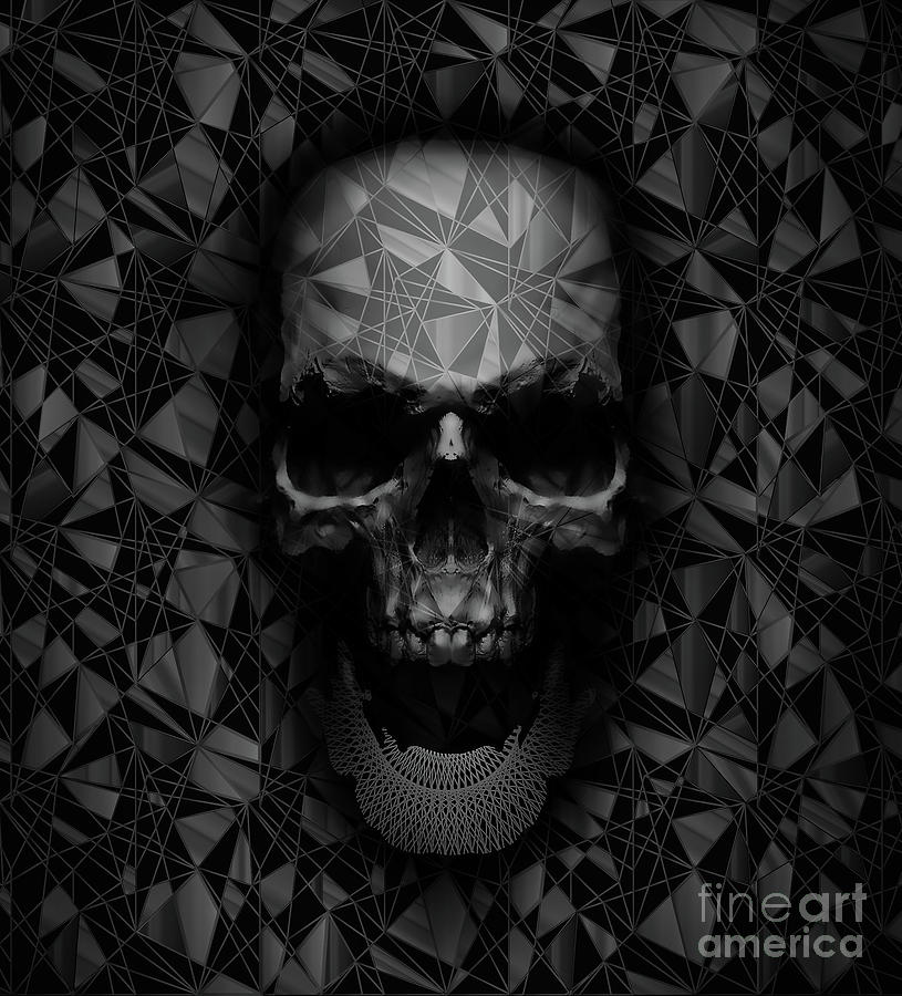 Black And White Digital Art - Geometric Skull by Nicebleed 