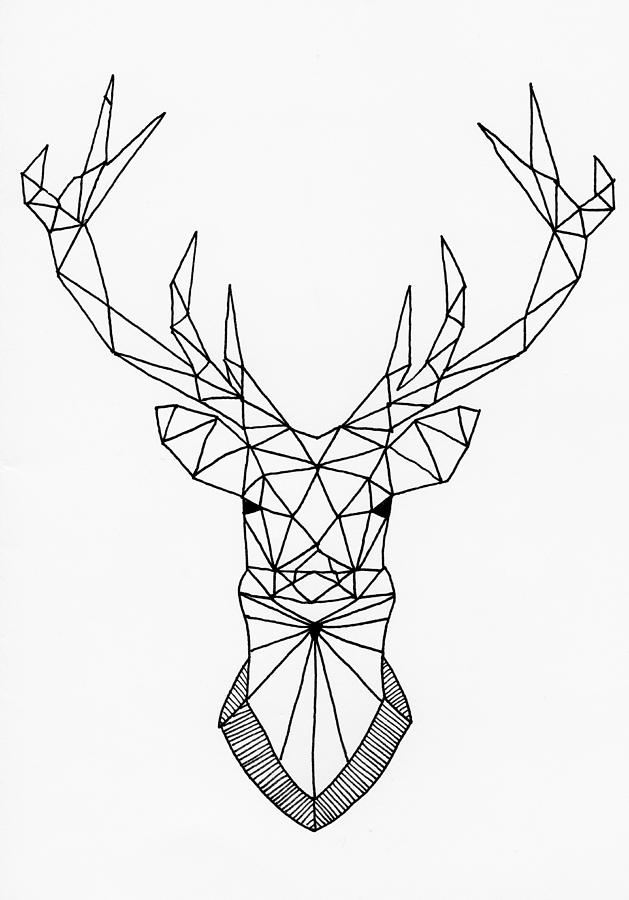 Geometric Stag head Drawing by Loren Hill - Pixels