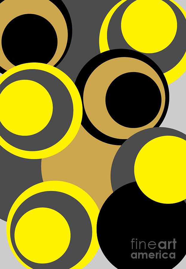 Geometrics composition of circles in black, gray, yellow and amber Digital Art by Heidi De Leeuw