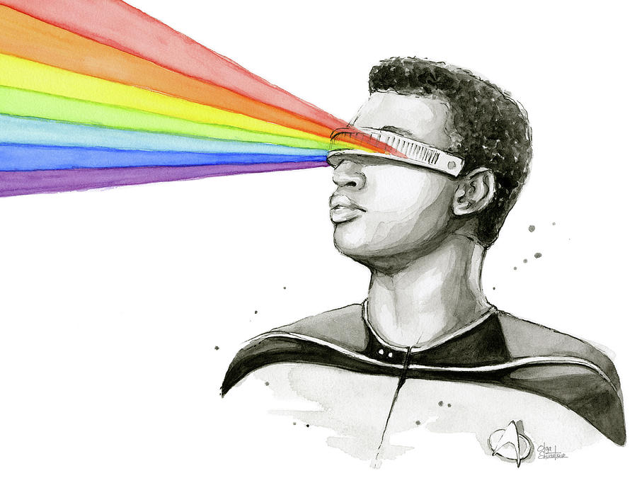 Star Trek Painting - Geordi Sees the Rainbow by Olga Shvartsur