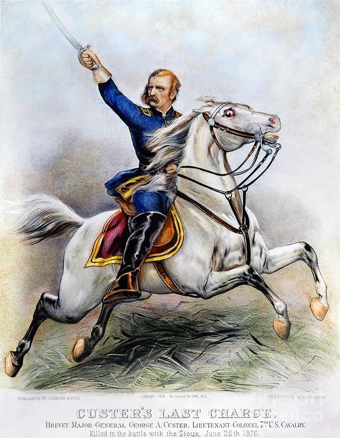 George Armstrong Custer Drawing by Currier and Ives
