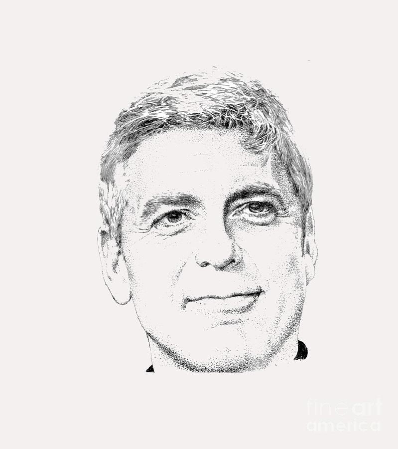 George Clooney  Painting by Herb Strobino