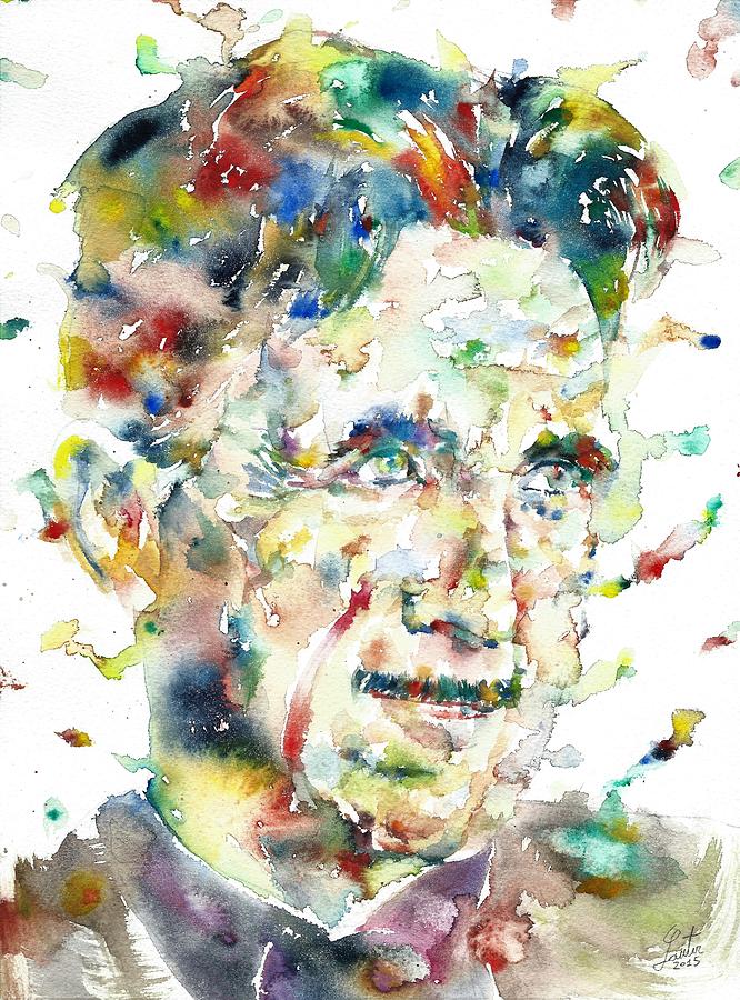 GEORGE ORWELL - watercolor portrait.4 Painting by Fabrizio Cassetta
