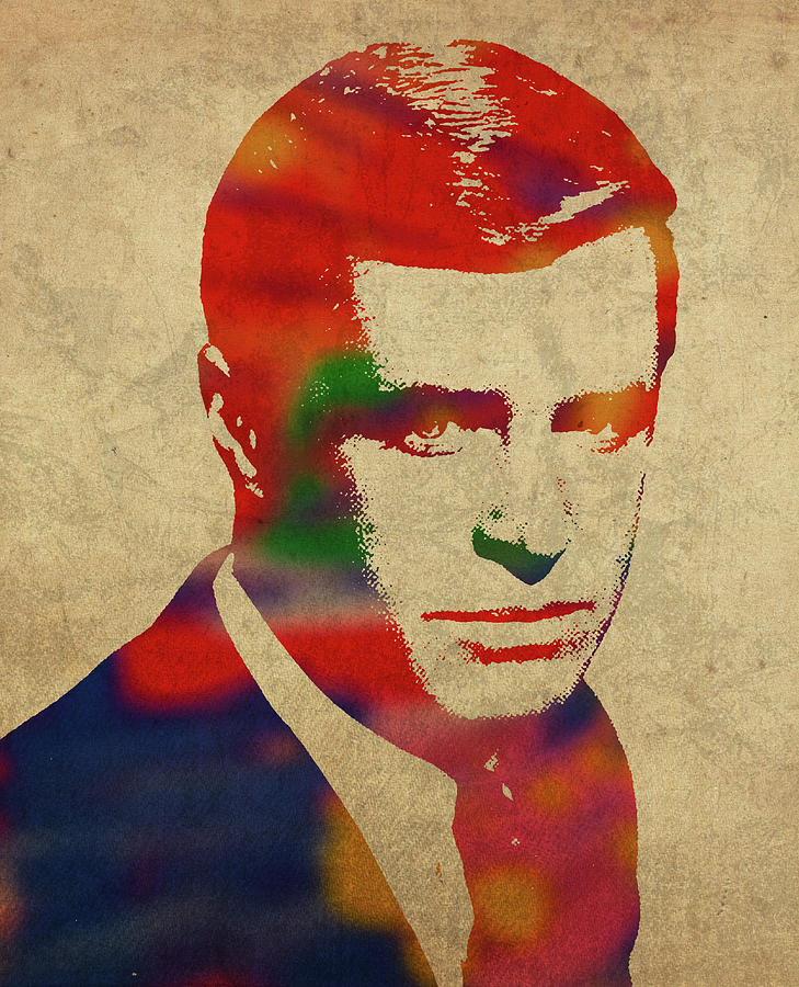 Portrait Mixed Media - George Peppard Watercolor Portrait by Design Turnpike