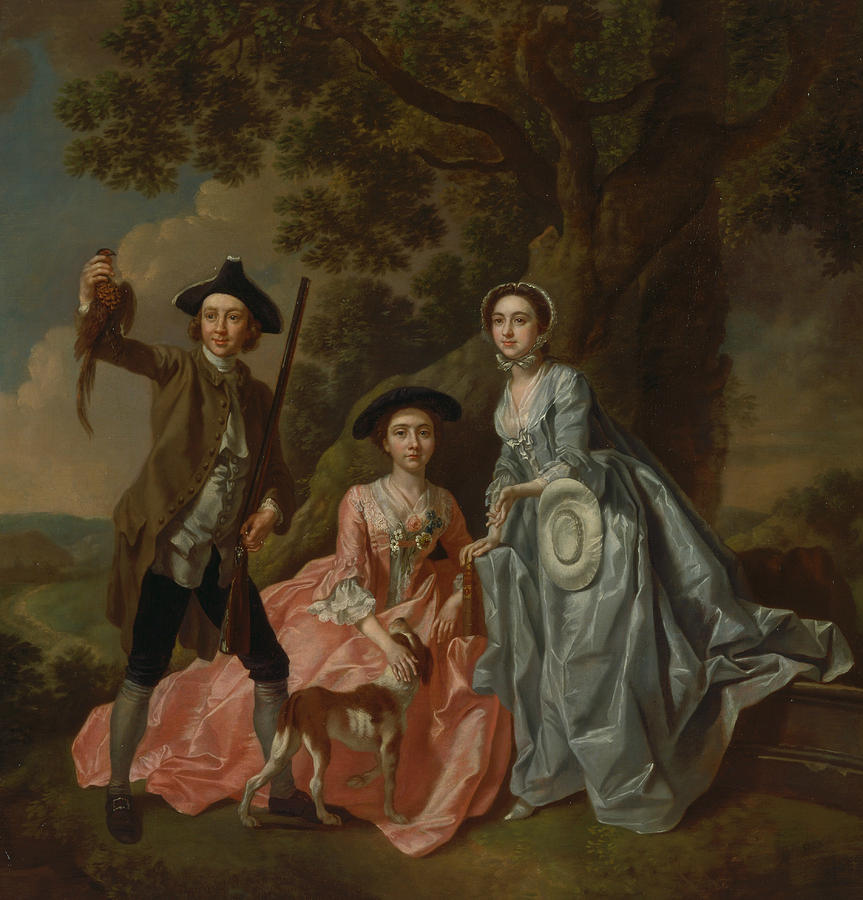 George Rogers and His Wife, Margaret, and His Sister, Margaret Rogers Painting by Francis Hayman