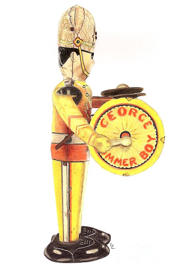 Vintage Drawing - George the Drummer Boy by Glenda Zuckerman