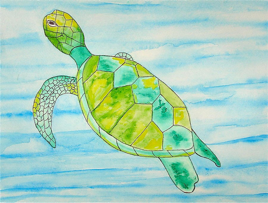 George the Hawaiian Sea Turtle Painting by Erika Swartzkopf - Fine Art ...