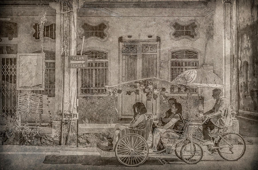 George Town, Penang, Malaysia - Rickshaw, Silverplate Photograph by Mark Forte