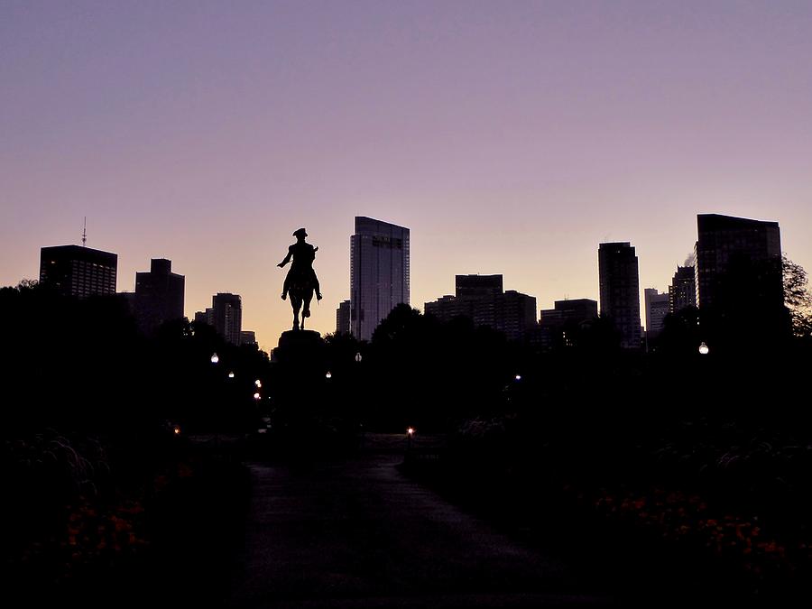 George Washington and Boston Public Garden before Dawn Photograph by Scott Hufford