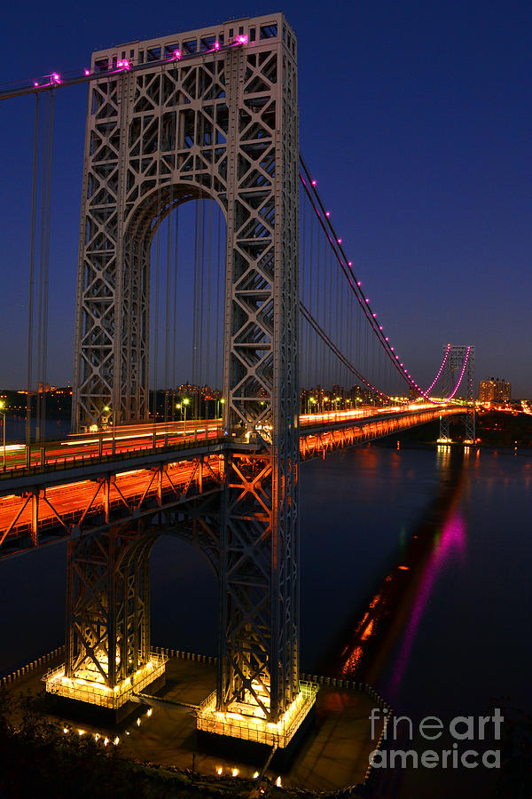 George Washington Bridge at Night Photograph by Zawhaus Photography