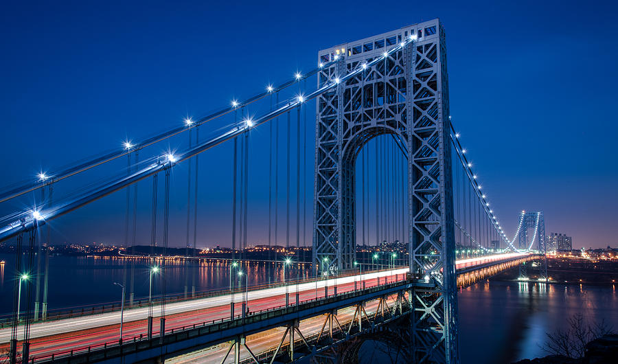 George Washington Bridge Night Scenes Photograph by Michael Santos - Pixels