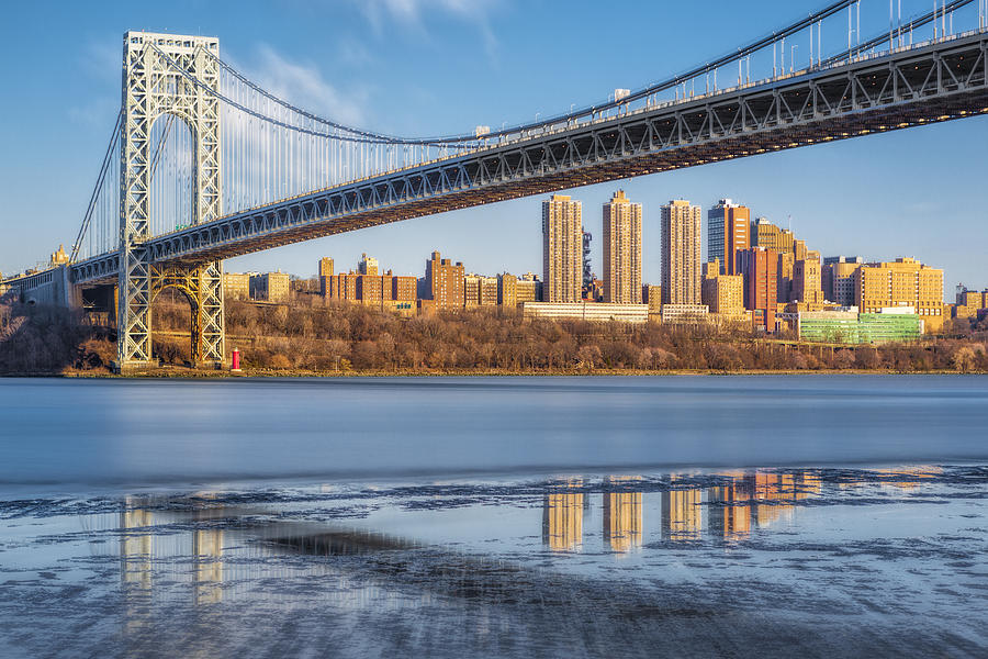 New York City Skyline Photograph - George Washington Bridge NYC Reflections by Susan Candelario