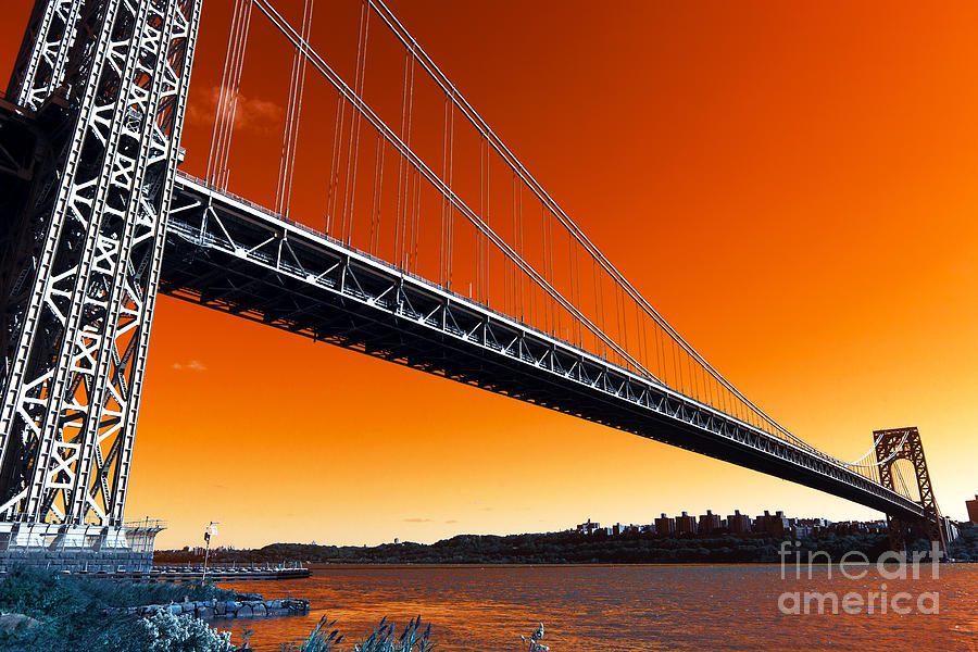 George Washington Bridge Pop Art Photograph by John Rizzuto