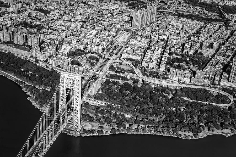 George Washington Bridge Upper Manhattan BW Photograph by Susan Candelario