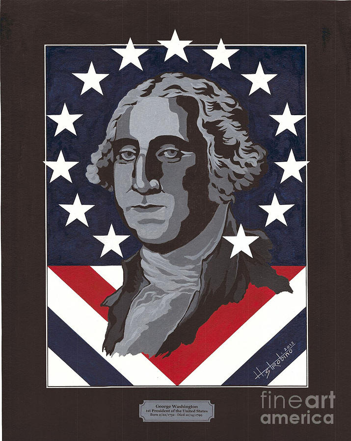 George Washington T-shirt Painting by Herb Strobino