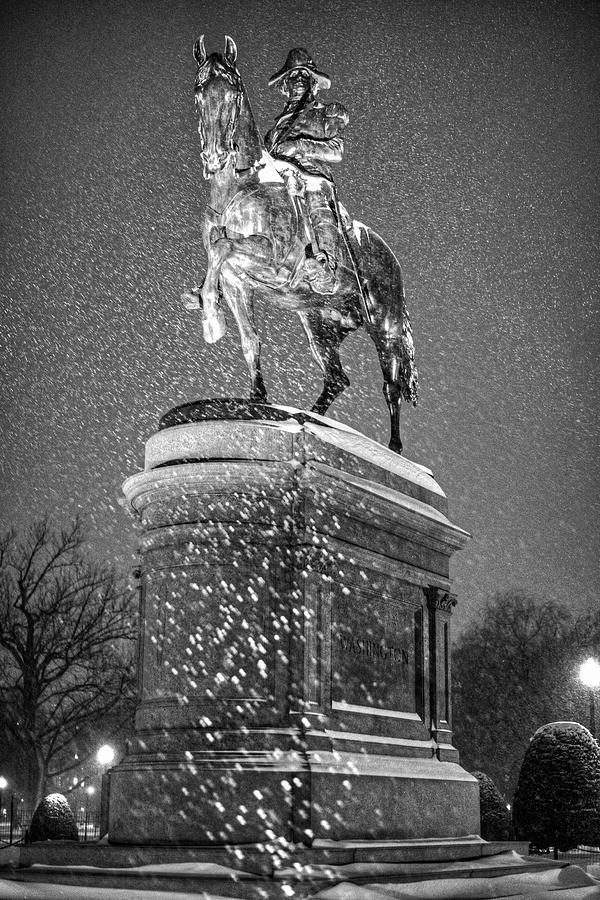 George Washington Statue Boston Public Garden Boston MA Black and White Photograph by Toby McGuire
