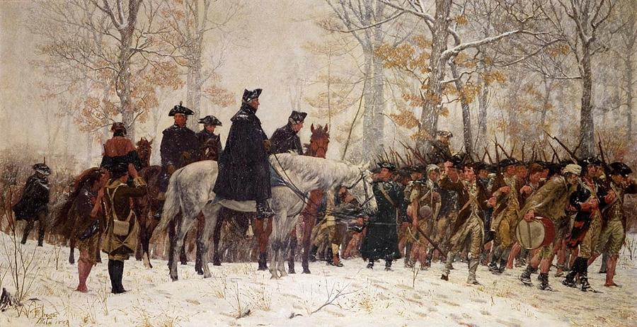 George Washington Watching Troops On March to Valley Forge Painting by Adam Asar