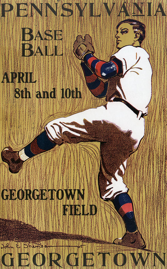 Baseball Drawing - Georgetown Baseball Game Poster by American School