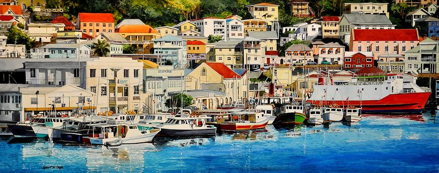 Georgetown Harbor, Grenada Painting by Robert W Cook