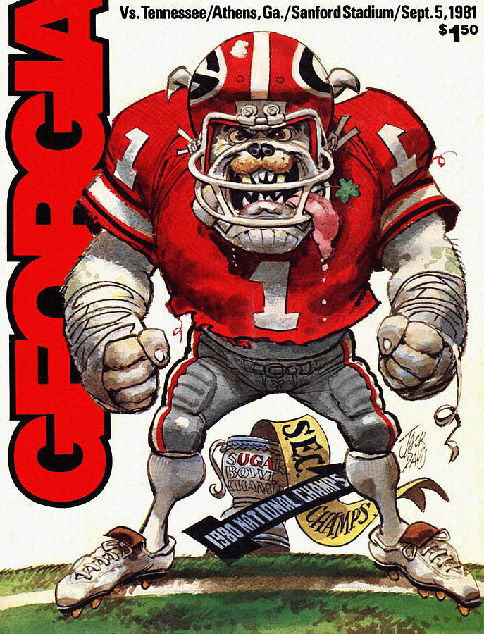 Football Painting - Georgia Bulldogs 1981 Football Program by Big 88 Artworks