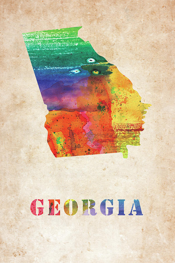 Georgia Colorful Watercolor Map Digital Art By Mihaela Pater Pixels 5270