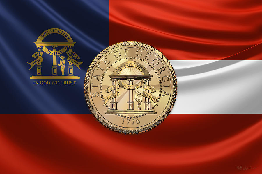 Georgia Great Seal over State Flag Digital Art by Serge Averbukh