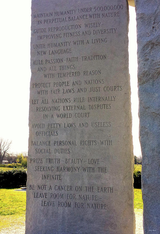 Georgia Guidestones English Text 001 Photograph by George Bostian