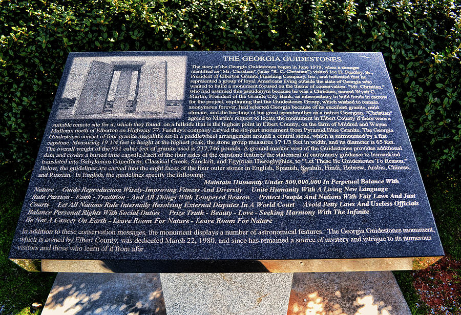 Georgia Guidestones History 001 Photograph by George Bostian
