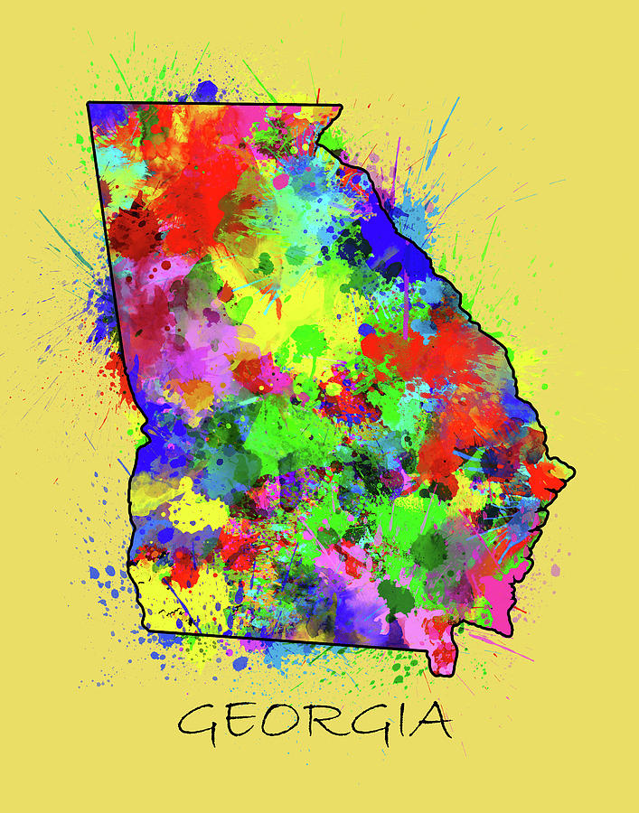 Georgia Map Digital Art - Georgia Map Color Splatter 2 by Bekim M