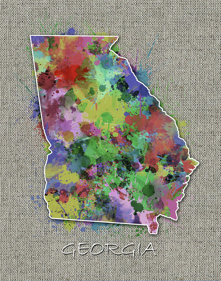 Georgia Map Digital Art - Georgia Map Color Splatter 4 by Bekim M
