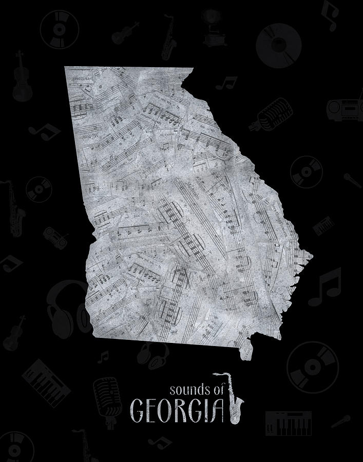Georgia Map Music Notes 2 Digital Art