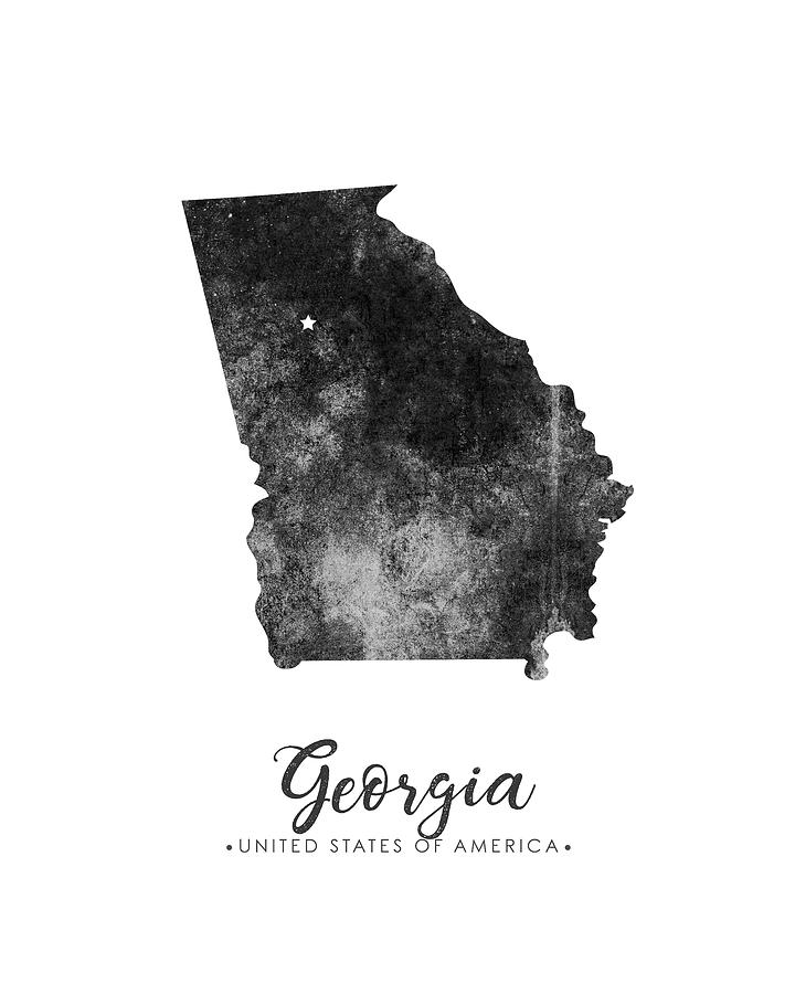 Georgia State Map Art - Grunge Silhouette Mixed Media by Studio Grafiikka
