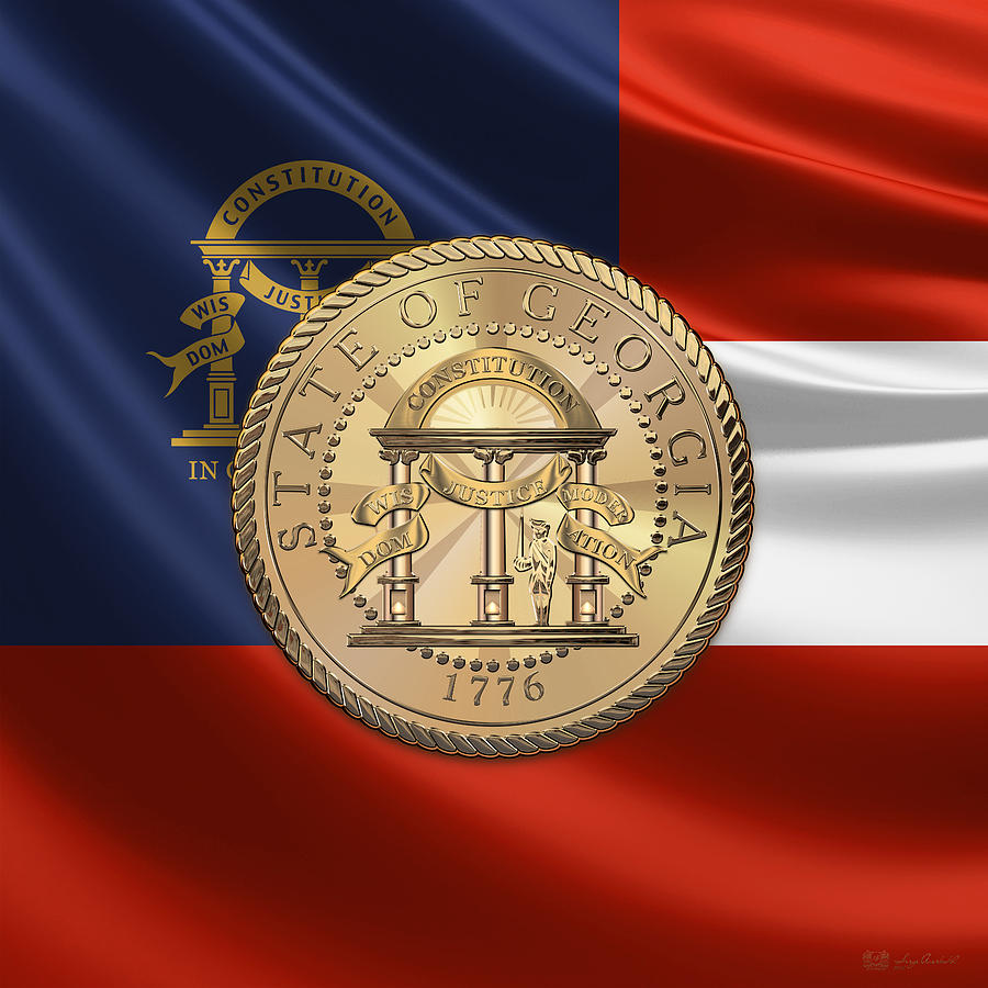 Georgia State Seal over Flag Digital Art by Serge Averbukh