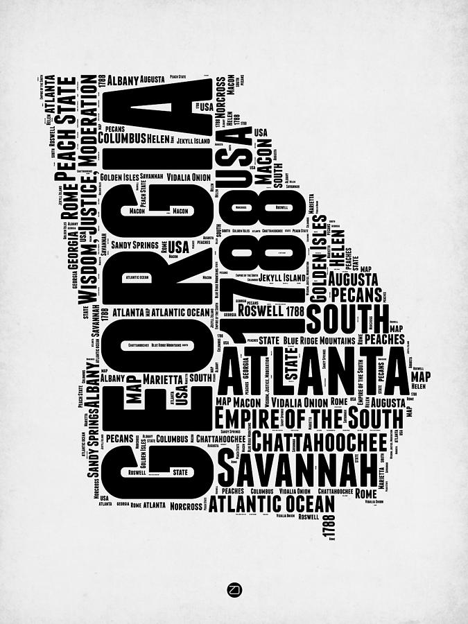 Georgia Word Cloud Map 2 Digital Art By Naxart Studio Pixels