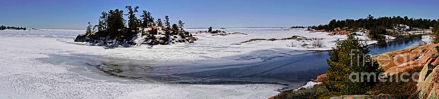 Georgian Bay Ice and Snow Panorama in Killarney Provincial Park Photograph by Charline Xia