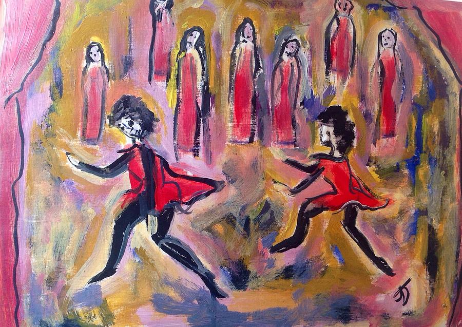 Georgian state dance  Painting by Judith Desrosiers