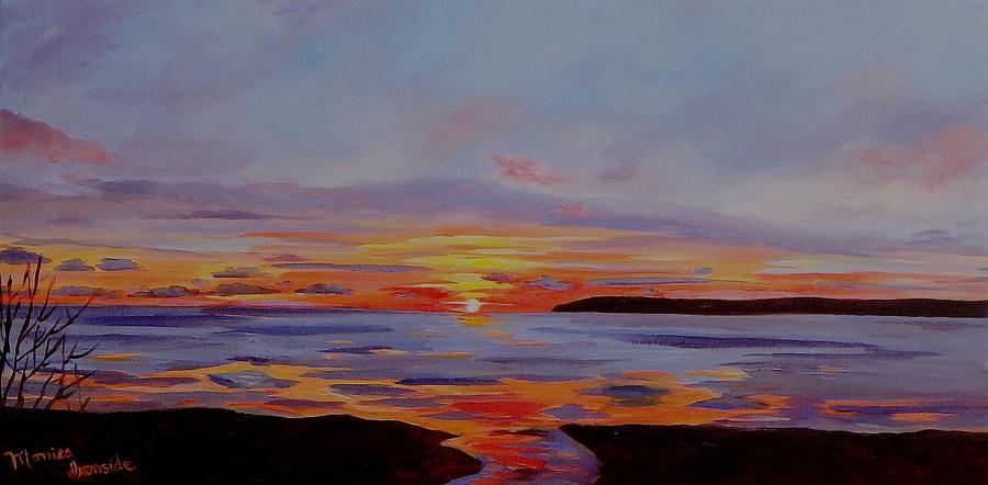 Georgian Bay Winter Sunset Painting by Monica Ironside
