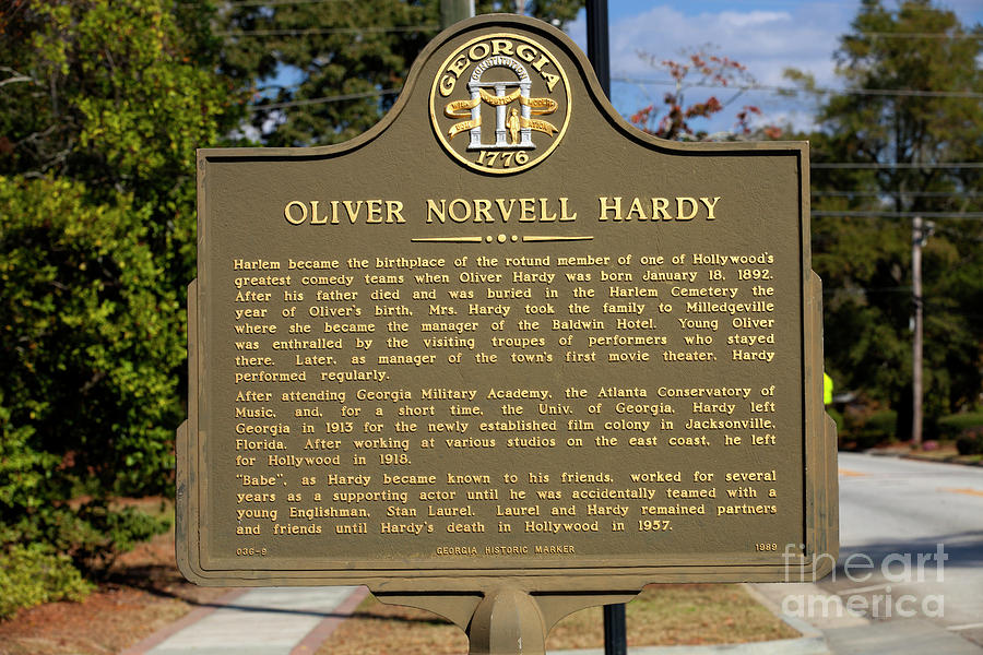 Georiga Historic Sign for Oliver Hardy Photograph by Anthony Totah
