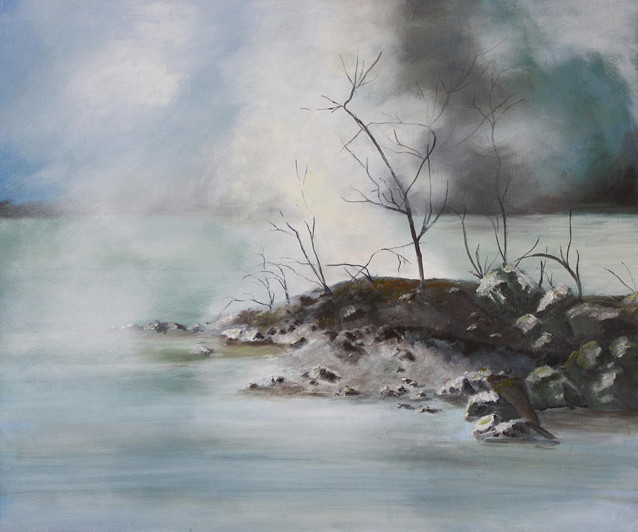 Landscape Painting - Geothermal Lake by Athol Fahey