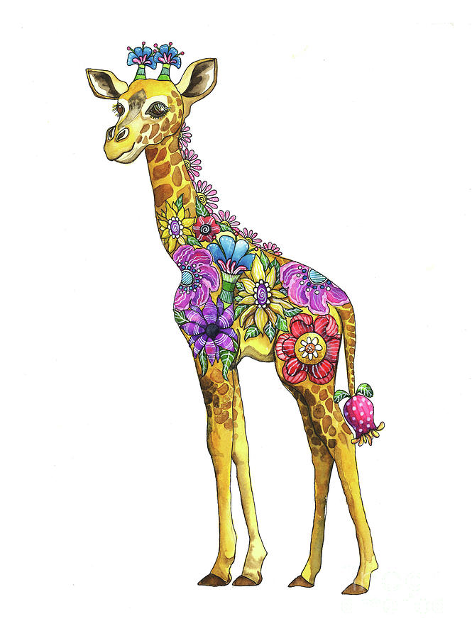 Flower Painting - Geraldine the Genuinely Nice Giraffe by Shelley Wallace Ylst