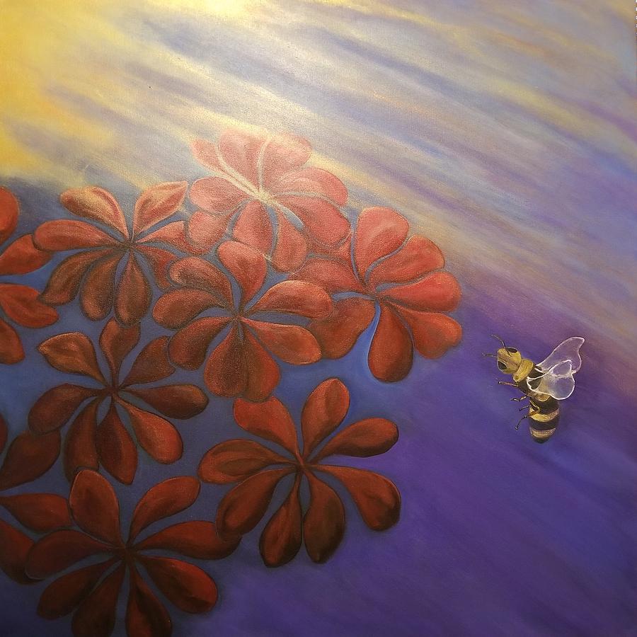 Geranium Painting - Geranium Bee by Ron Tango Jr Geranium Painting - Geranium Bee by Ron Tango Jr