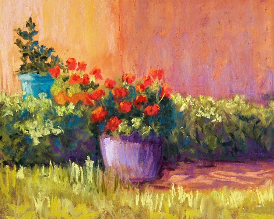 Pastel Pastel - Geraniums and Adobe by Candy Mayer