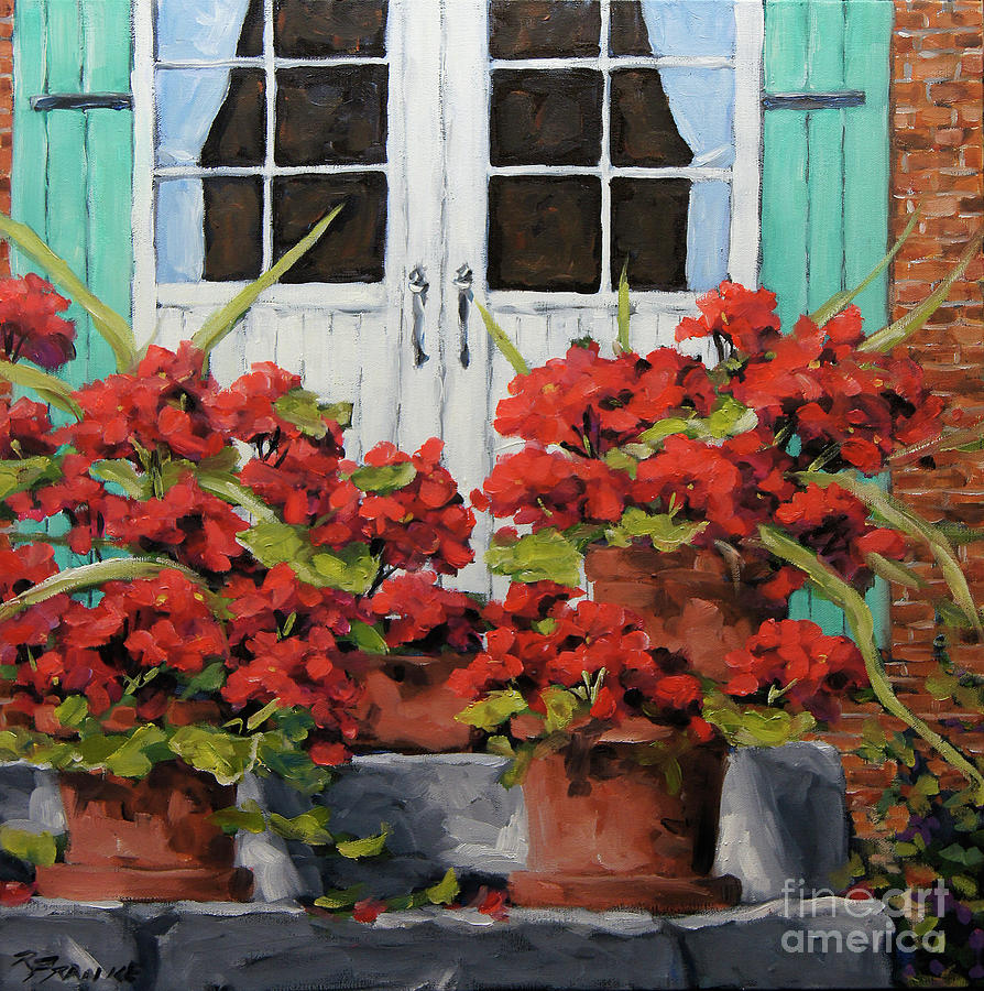 Geraniums on the Porch Painting by Richard T Pranke