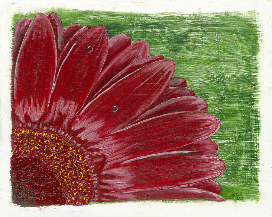 Flowers Painting - Gerber Daisy- Red by Susan Schmitz