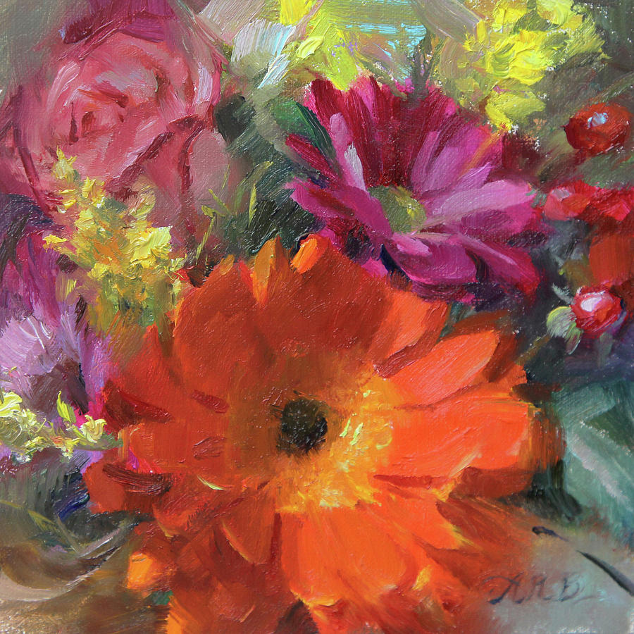 Rose Painting - Gerber Daisy Study by Anna Rose Bain